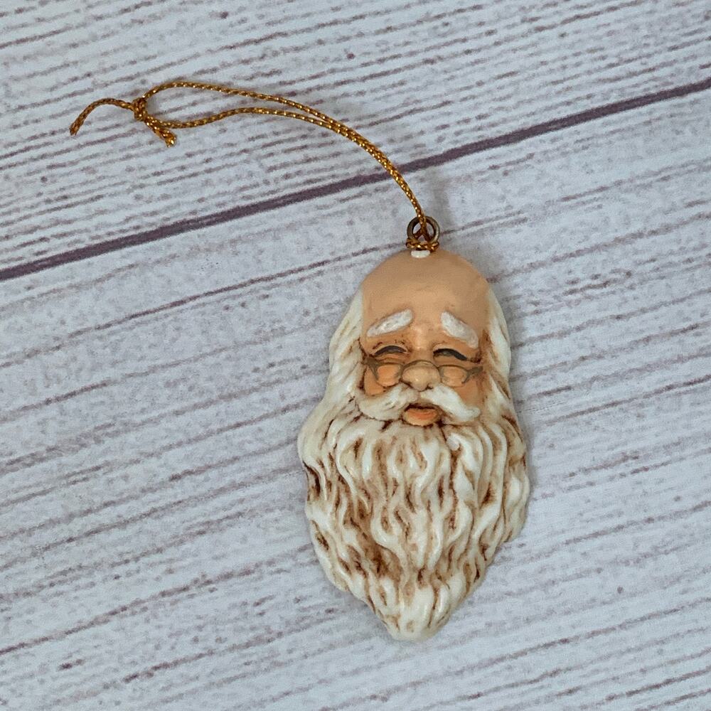 Santa Claus Face with Glasses Christmas Ornament and Magnet Plastic 2 5/8" H